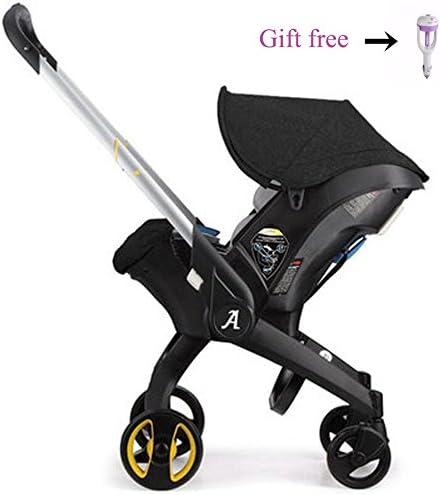 Fashion Travel System 3 in 1 (Cradle + Baby Stroller + Basket) , Lightweight Portable Pushchair for Newborns, 3 Modes Can Be Converted without Disassemble (black)