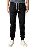 HEMOON Mens Regular Fit Twill Chino Harem Jogger Pants Medium P06-Black