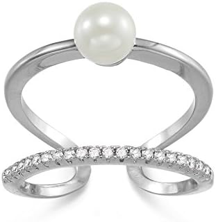 Pearl rings-KIVN fashion Jewelry tiny delicate Pearl Cubic Zirconia Rings for Women(White)(6)