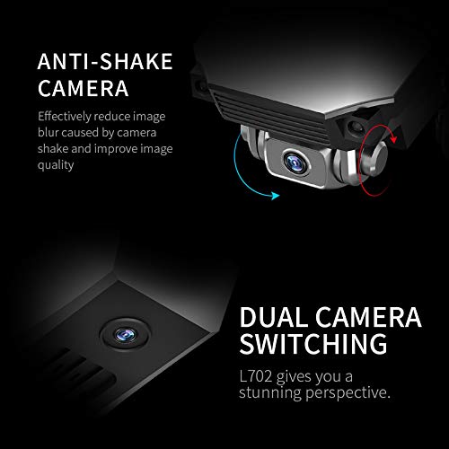 H702 Mini Drohne mit HD 4K Pixel Dual-Kamera, Bürstenlosen, 4-Achsen Faltbare Drohne, GPS WiFi FPV RC Quadcopter, Lange… – Bild 8