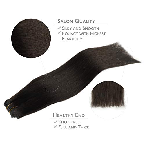 WENNALIFE Clip in Hair Extensions Human Hair 18 Inch 120g 7pcs Dark Brown Hair Extensions Clip in for Women Real Human Hair Double Weft Rallonge Cheveux Humain Extension Real Hair Extensions