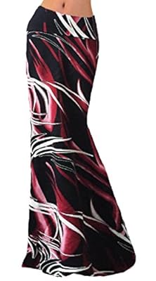 CuteRose Women's Side Slit Full Length Fold Over Waist Party Skirts