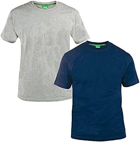 Duke D555 Mens King Size 2 Pack Cotton Crewneck T-Shirt - Navy/Gray - 7XL