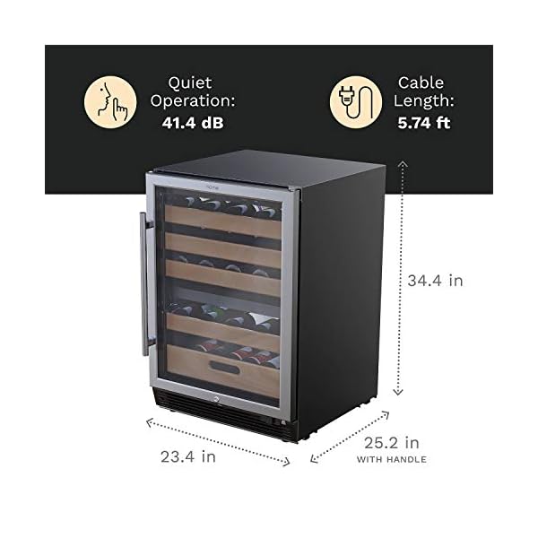 hOmeLabs-43-Bottles-High-End-Wine-Cooler-Free-Standing-Dual-Zone-Mini-Fridge-and-Chiller-for-Wines-with-Temperature-Control-Panel-Stainless-Steel-Reversible-Door-Swing-and-Removable-Wood-Shelves
