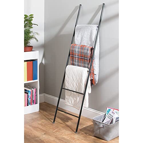 mDesign Metal Leaning Towel Ladder for Bathroom Decorative, Modern Bath Towel Ladder Rack