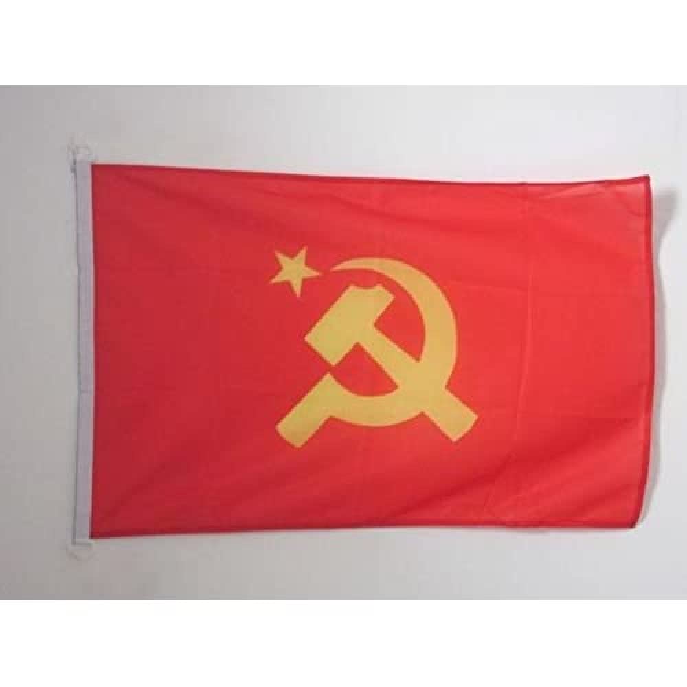 AZ FLAG - USSR Central logo Flag - 2x3 Ft - For Outdoor - Red communist Banner Knitted Polyester with Two Plastic Rings - Fade Resistant - Vivid Colors - 2' x 3' Feet - 90x60 Cm