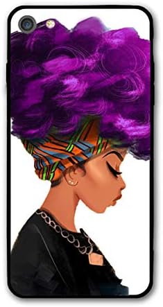 iPhone 7 Case Afro Africa Woman with Purple Hair Slim-Fit Anti-Scratch Shock Proof Anti-Finger Print Flexible TPU Back Cover 4.7 Inch Thin Phone Case