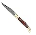 DKC Knives (31 5/18) DKC-785 Rainbow Laguiole Damascus Steel Folding Pocket Knife Colored Ebony Wood 3.7 oz 8.5