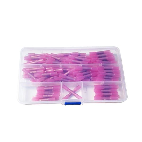 Fotag-100pcs-Insulated-Heat-Shrink-Wire-Crimp-Butt-Terminal-Connectors-Electrical-Waterproof-Marine-Automotive-Grade-Set-Connector-With-Case-22-18AWG-Red