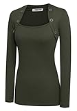 Zeagoo Women Long Sleeve Button Decor Slim Casual Basic T-Shirt Blouse