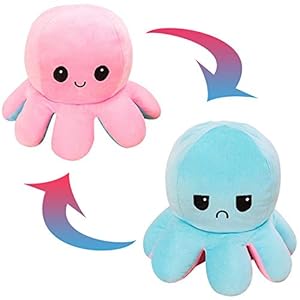 JXMORE-Soft-Reversible-Octopus-Plush-Baby-Toys-Flip-Mood-Octopus-Reversible-Plushie-Doll-Stuffed-Octopus-Cute-Plushies-Gifts-for-KidsBoysGirlsFriends-Light-Pink-Light-Blue JXMORE Soft Reversible Octopus Plush Toys - Flippy Mood Octopus Reversible Plushies - Stuffed Happy Sad Octopus Gifts…
