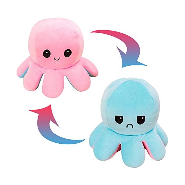 JXMORE Soft Reversible Octopus Plush Toys - Flippy Mood Octopus Reversible Plushies - Stuffed Happy Sad Octopus Gifts…