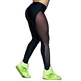 Elevin(TM) Women Mesh Yoga Pants Outdoor Gym Fitness Elastic Joggers Leggings (XL)