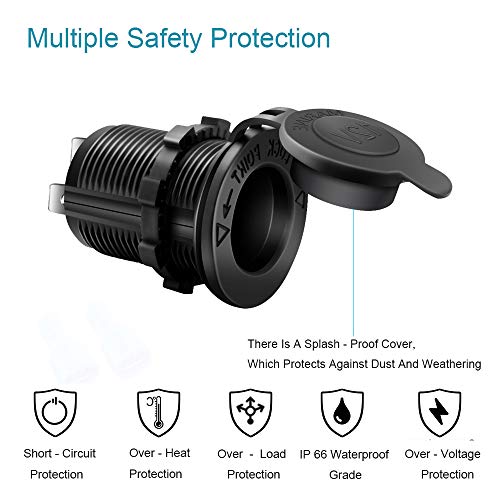 3 Pack Cigarette Lighter Socket Car Marine Motorcycle ATV RV Lighter Socket Power Outlet Socket Receptacle 12V Waterproof Plug by ZHSMS