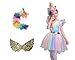 Girl's Rainbow Unicorn Costume with Wings & Headpiece, Medium (8-10)