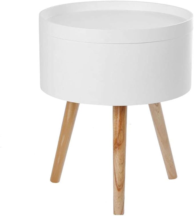 Amazon Com Nblyw 15 Inch Nightstand Bedside End Or Side Table Modern Style Solid Storage Round Side Coffee Table With Tabletop Tray For Living Room Home Decor Kitchen Dining