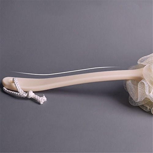 Connia New Long Handle Hanging Soft Mesh Back Body Bath Shower Scrubber Brush Sponge for Bathroom (Beige) - Thumbnail 4