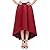 Acelitt Women Casual Asymmetric High-Low High Waist Pleated Hem Maxi Prom Skirt Burgundy Red Small
