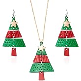 Fun Christmas Jewelry Set for Women Creative Christmas Tree Snowman Pendant Dangle Earrings Necklace Xmas Party Holiday Jewelry Gifts