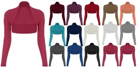 Baleza Women's Long Sleeve Shrug Bolero Cardigan Cropped Top