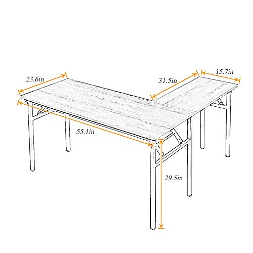 image for DlandHome L-Shaped Folding Computer Desk 55