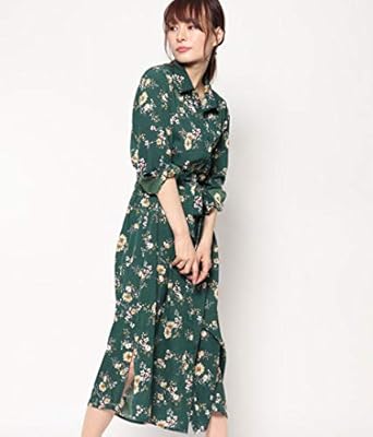 Amazon Auli 花柄ロングワンピース グリーン F ワンピース