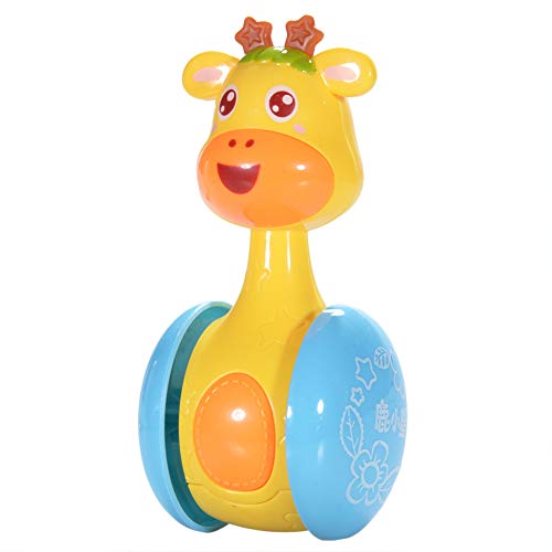 BeesClover Cartoon Giraffe Tumbler Doll Roly-Poly Baby Toys Cute Rattles Ring Bell Newborns 3-12 Month Early Educational Toy Multicolor