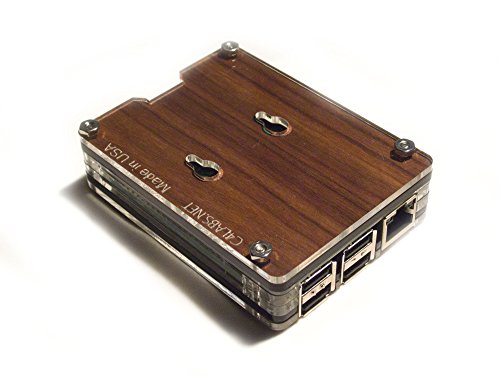 Zebra Case - Raspberry Pi3, 2, B+ and 2B (Solid top Walnut) with Heatsinks ~ C4Labs