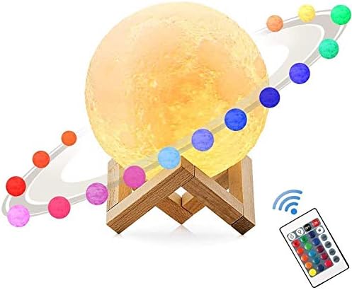 3D Moon Lamp,MUEQU USB Colour Changing Night Light,Adjustable Brightness Lunar Table Lamp Moonlight With Remote Control Home Decorative Lights for Birthday Christmas (7 inch/18 CM)