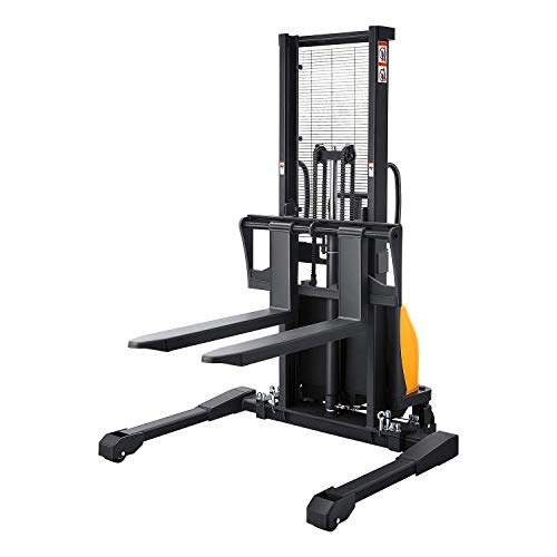 SOVAN'S Semi-Electric Pallet Stacker 2200lbs Capacity 63" Lifting Height with Adj. Forks Straddle Material Stacker - Image 2