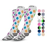 Go2 Compression Socks (2 Pair) for Women and Men Athletic Running Socks for Nurses Medical Graduated Nursing Compression Socks for Travel Running Sports Socks(2PolkaDot,M)