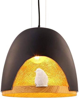 Whkhy 鳥のパーソナリティペンダント 投光照明 ロビー照明 シンプル モダン Led ホテル 寝室 ベッドサイドランプ 35cm ブラック