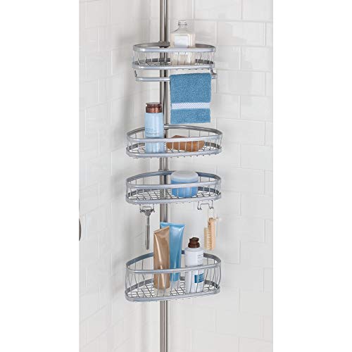 iDesign York Metal Wire Tension Rod Corner Shower Caddy, Adjustable 5