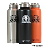 Smoky Mountain Growlers Stainless Steel Water Bottle Growler All-in-One 40 ounce (Black)
