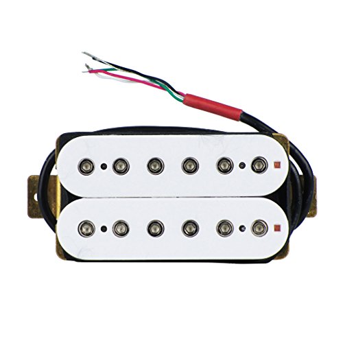 FLEOR Set of Alnico 5 Double Coil Humbucker Electric Guitar Neck & Bridge Pickup Alnico V Adjustable Pole Piece, White Color