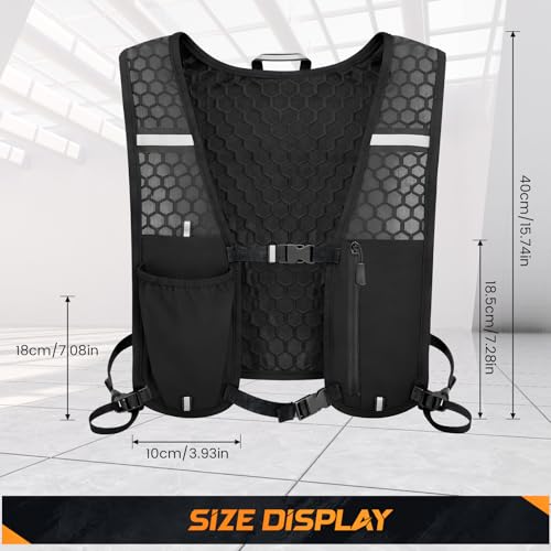 Running Vest, Hydration Vest with Water Bottle, Running Vest for Mens & Women, Running Backpack, Adjustable, Reflective Strips, Unisex