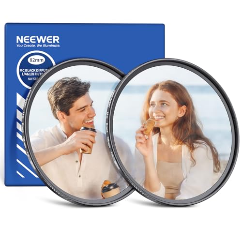 NEEWER 82mm 1/4 & 1/8 Black Diffusion Filter für einen filmischen Nebeleffekt (2er Pack), mehrfach beschichtetes Filterset für Porträtfotografie, inkl