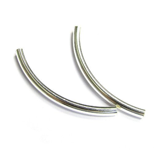 4 pcs .925 Sterling Silver Curved Tube Bracelet Bead 3mm X 40mm/Findings/Bright