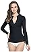 ilishop Women's UV Sun Protection Long Sleeve Rash Guard Wetsuit Swimsuit Top Black L-US8