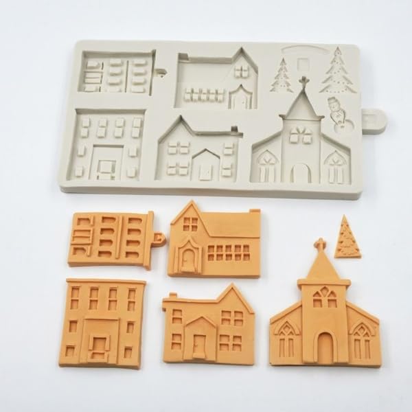 3D Xmas Christmas Tree House Silicone Mold For Fondant Cake Decor Chocolate Sugarcraft Gingerbread Baking Mould