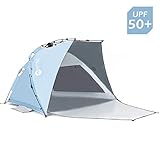 Easthills Outdoors Coastview Easy Setup Beach Tent UPF 50+ Double Silver Coating Extra Large Sun Shelter - Extended Zippered Porch Included