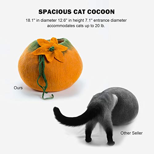 image for CO-Z Handcrafted Cat Cave Bed (Large), Felted from 100% Natural Wool, 