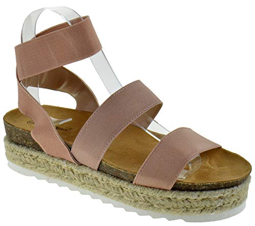 Nature Breeze Kacie-02 Women's Casual Summer/Spring Open Toe Espadrille Wedge Sandals,Pink,7.5