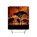 Vandarllin Mother and Baby African Elephants Bathroom Shower Curtain, Sunset Safari Theme (Orange,Black) (66