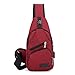 Canvas Sling BackPack Outdoor Sports Chest Bag Sling Backpack Lightweight with Charging Port for Men Women Boys Girls (Red)
