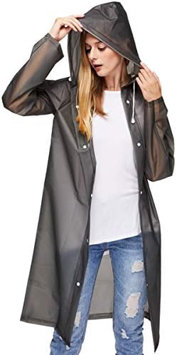 Transparent Raincoat Reusable Rain Poncho Waterproof Breathable EVA Rainwear for Unisex Adults Hiking Camping Travel