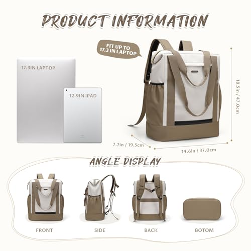 GOLF QUALITY Laptop Backpack for Women Work Business Travel Backpack Laptop Backpack Casual College Daypack Dark Green 14 Inch