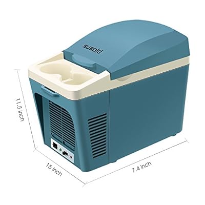 SUAOKI Portable Car Fridge Electric Cooler and Warmer 12V for Truck Boat Party Travel Picnic Outdoor, 7 Quart/9 Can Capacity (Blue)