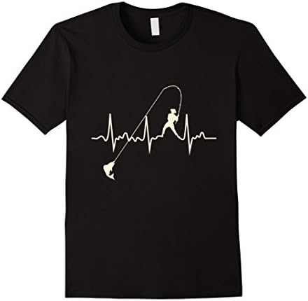 Men's Fishing heartbeat Tshirt 2XL Black
