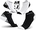 Physix Gear Short Compression Socks for Men & Women - Best Low Compression Socks Women & Men with Arch Support, Ideal for Running, Plantar Fasciitis comfort, and Swelling, White/Black (2 Pairs), L/XL